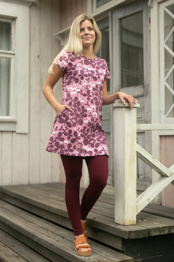 LYYRA tunic, Clover, light pink - beetroot - PaaPii Design