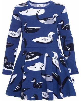 SINNA dress, Waterbirds, blueberry - grey