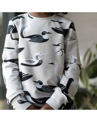 ALPI sweatshirt, Waterbirds, sand - dark grey
