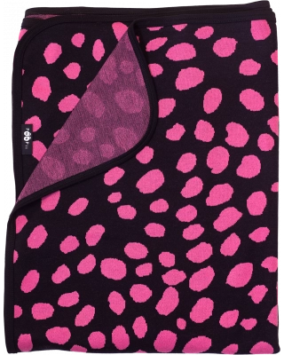 BLANKET jacquard, Cheetah dots, black - pink