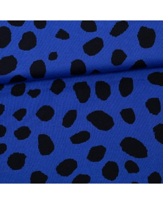 Jacquard knit, Cheetah dots, blue - black