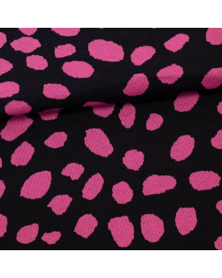 Jacquard knit, Cheetah dots, black - pink