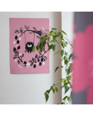 Poster A3, Siiri in the swing, light pink