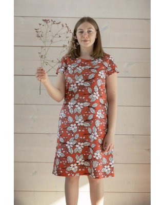 SOINTU dress, Apple garden, rust - light pink