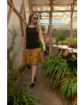 PISARA kjol, Cheetah dots, okra - svart