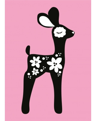 Postcard, Bambi, light pink