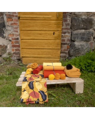 Aubergine organic jersey, ochre - yellow - rust