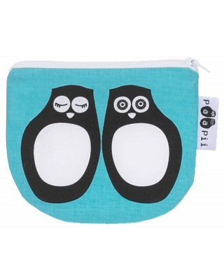 POUCH, Owls, turquoise
