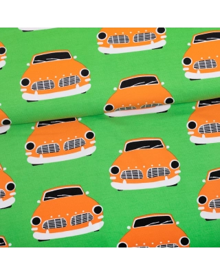 Vintage autot trikoo, vihreä - oranssi