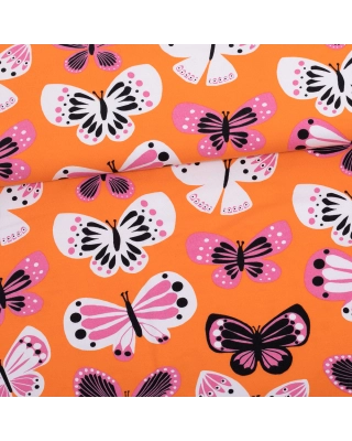 Butterflies organic jersey, orange - pink