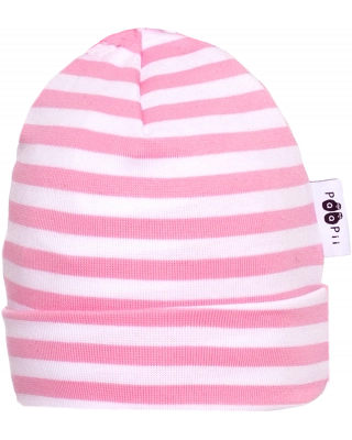 RIB BEANIE, Striped, light pink - white