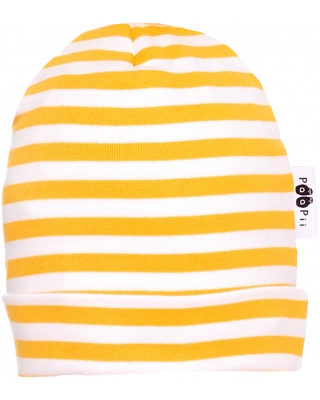 RIB BEANIE, Striped, sun - white