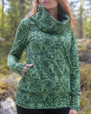 Mielikki organic sweatshirt knit, forest - dark green