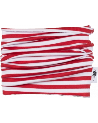 RIB TUBE SCARF, Striped, red - white (45x24cm)