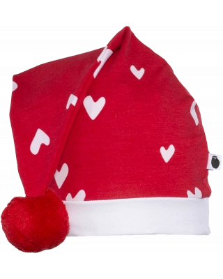 CHRISTMAS HAT, Hearts, red pompom