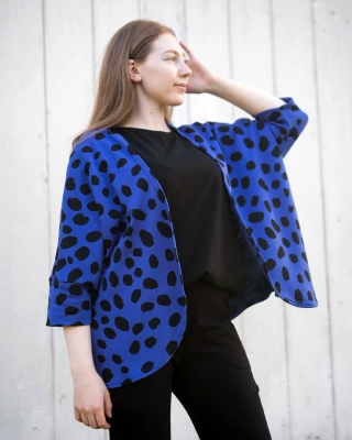HELA cardigan, Cheetah dots, blue - black
