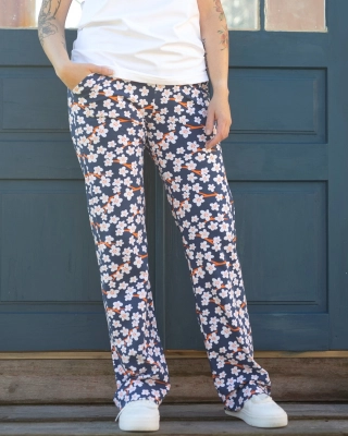 SAAGA pants, Cherry blossom, blueberry - orange