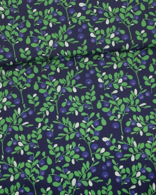 Varpu cotton percale, bluberry - green