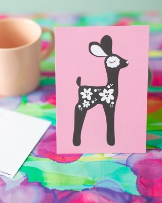 Postikortti, Bambi, vaaleanpunainen