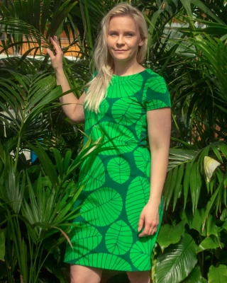 SOINTU dress, Banana leaf, green - dark green