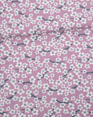 Cherry blossom cotton percale, lilac - depths