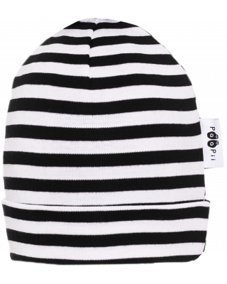 KIDS BEANIE cotton, Striped, black - white
