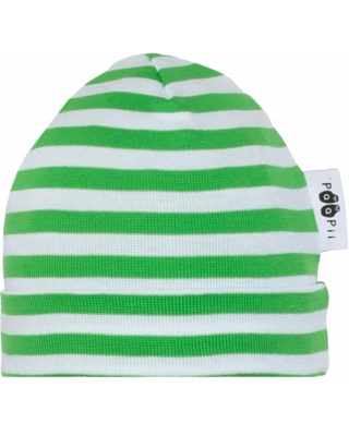 BEANIE cotton, Striped, green - white