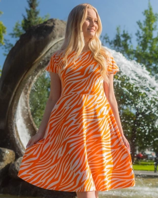 JULIA dress, Zebra, soft pink - orange