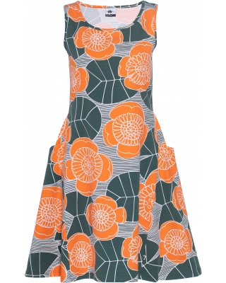 KIIRA dress, Ulpukka, dark green - orange