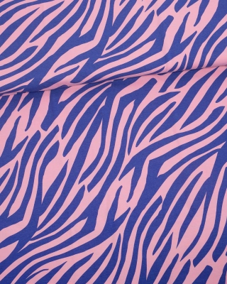 Zebra organic jersey, light pink - blue