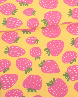 Polka organic jersey,  yellow - pink
