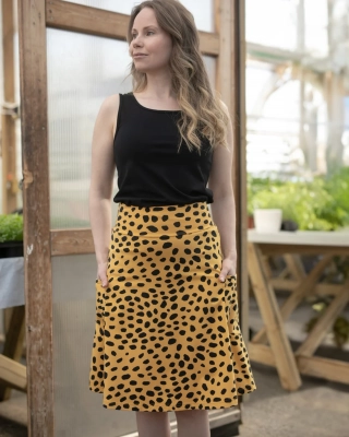 PISARA kjol, Cheetah dots, okra - svart