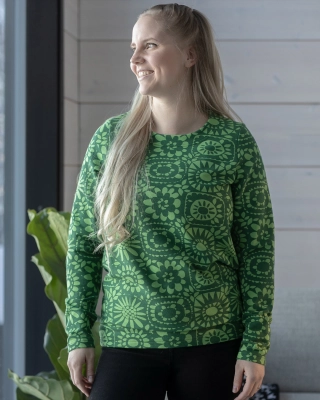 LOUNA shirt, Virkko, forest - dark green