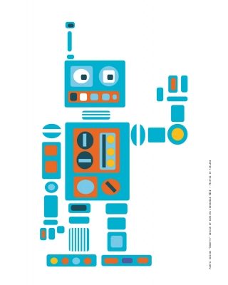 Poster A3, Robot, tuquoise