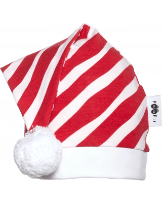 CHRISTMAS HAT, Diagonal, white pompom