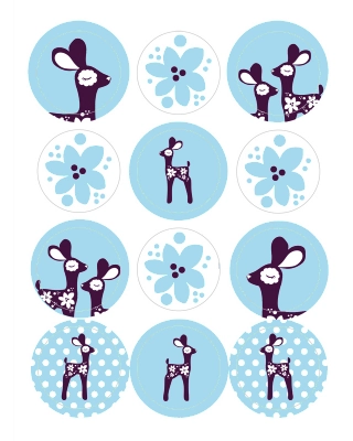 Sticker sheet, Bambi, light blue