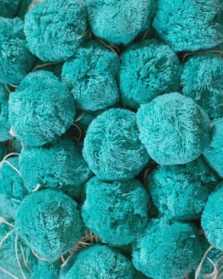 100pcs pom poms, turquoise