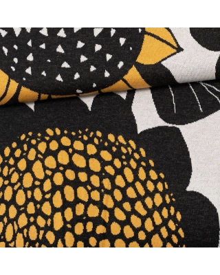 Vävd bomullsjacquard, Sunflower, ockra - naturvit