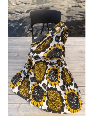 Vävd bomullsjacquard, Sunflower, ockra - naturvit