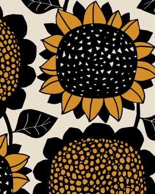 Jacquard neulos, Auringonkukka, okra - luonnonvalkoinen