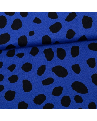 Vävd bomullsjacquard, Cheetah dots, blå - svart