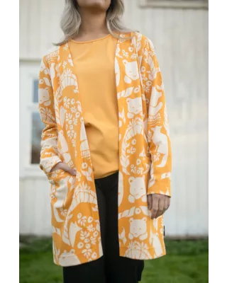 Cotton jacquard, Gates of Pohjola, ochre - natural white