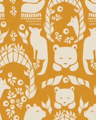 Cotton jacquard, Gates of Pohjola, ochre - natural white