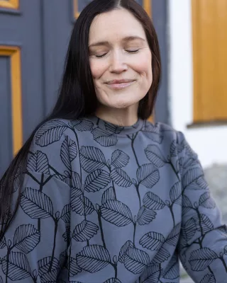 Alder sweatshirt knit brushed, dark grey - black