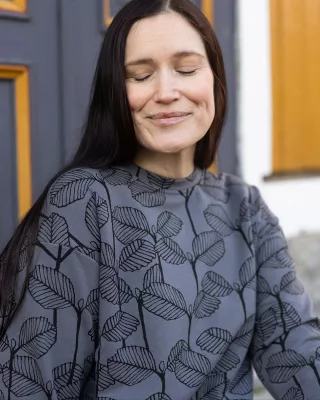 Alder sweatshirt knit brushed, dark grey - black