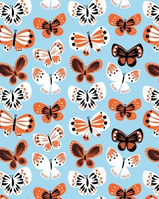 Butterflies organic jersey, light blue - orange