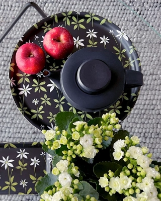 TRAY 35cm, Starflower, black - apple