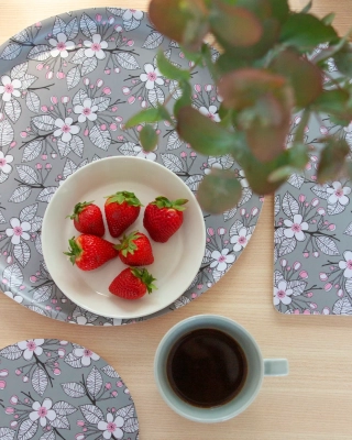 TRAY 35cm, Apple garden, grey