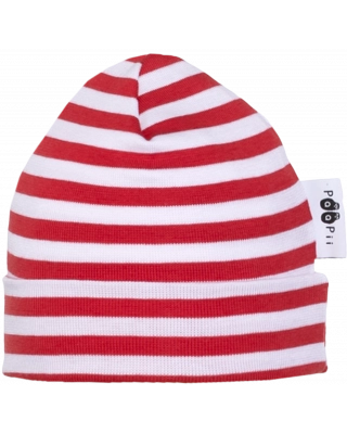 BARNMÖSSA bomull, Striped, röd - vit