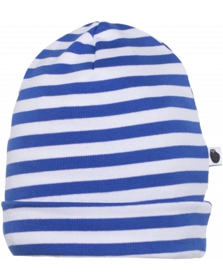 KIDS BEANIE cotton, Striped, blue - white